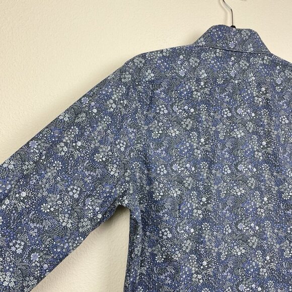 Express Men's Small Liberty Fabric Long Sleeve Collared Dress Shirt Blue Floral - Picture 12 of 14